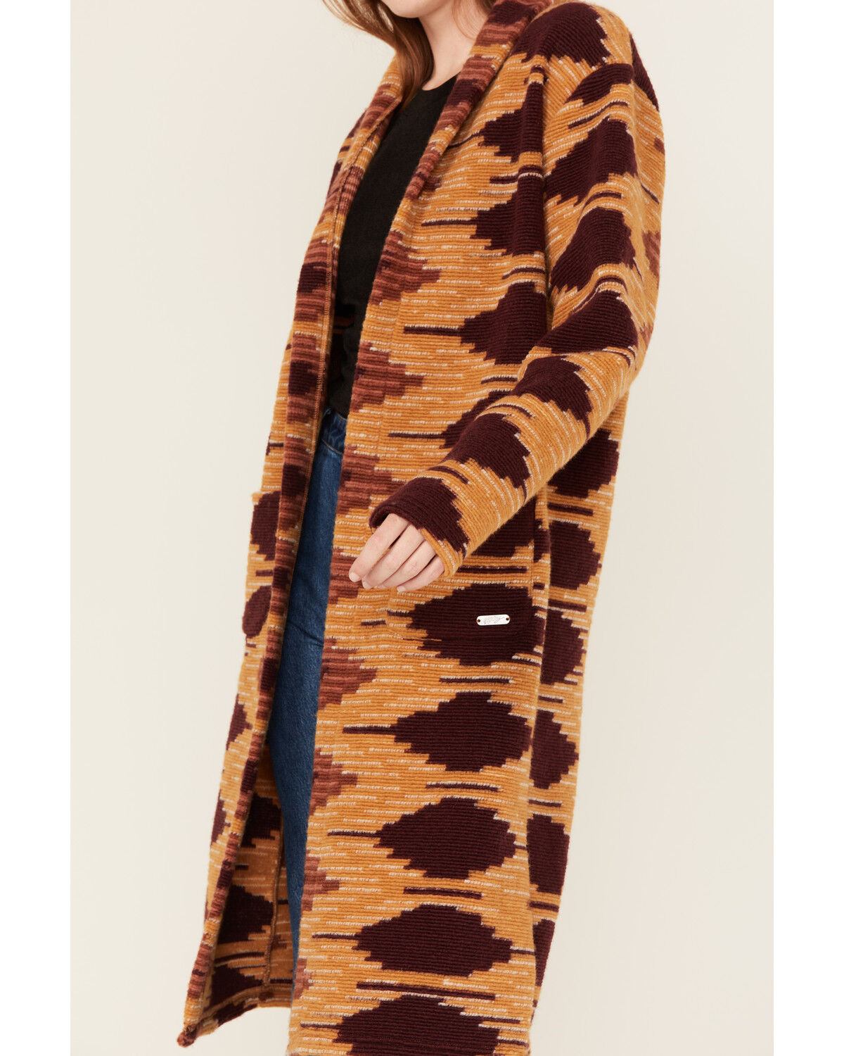 Image #3 - Hooey Women's Geo Duster Sweater, Maroon, hi-res