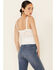 Image #4 - HYFVE Women's Ribbed Bottom Crochet Crop Cami, Cream, hi-res