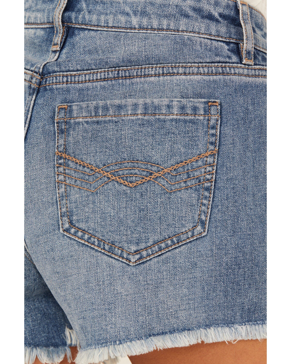 Image #5 - Idyllwind Women's Fawn Medium Wash Gypsy High Rise Comfort Stretch Shorts, Medium Wash, hi-res
