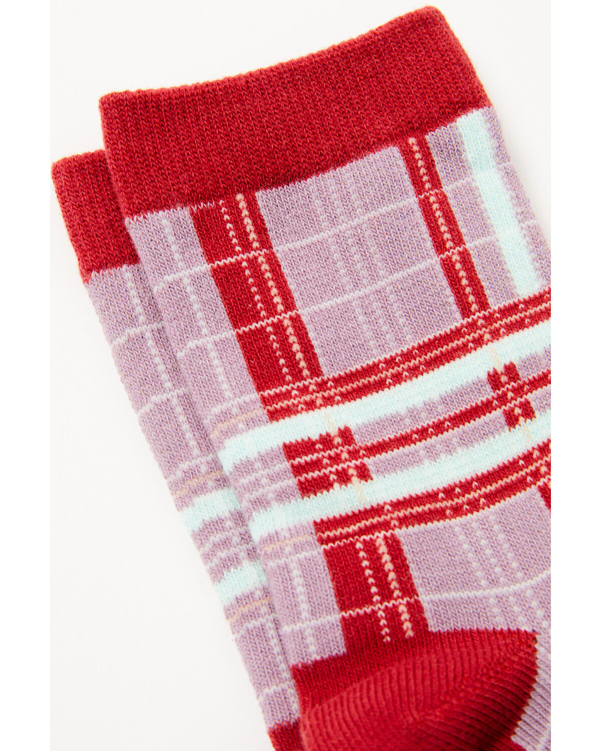 Image #2 - Shyanne Girls' Plaid Print Crew Socks, Purple, hi-res