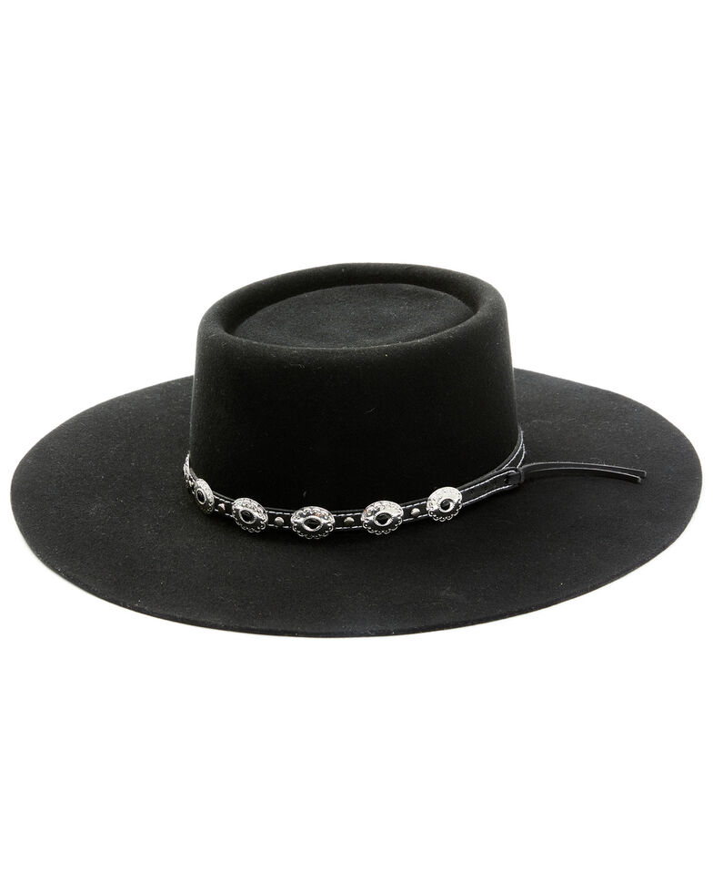 Shyanne Women's Black Telescope Concho Band Wool Felt Western Hat , Black, hi-res