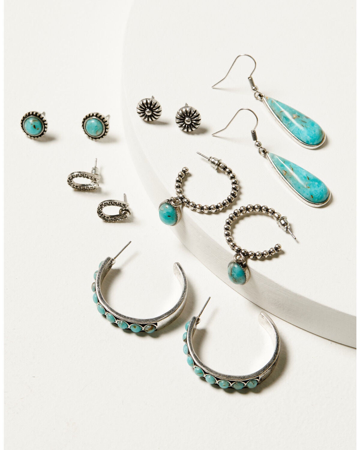 Image #1 - Shyanne Women's Ridge Canyon Turquoise Hoop Set - 6 Piece, Silver, hi-res