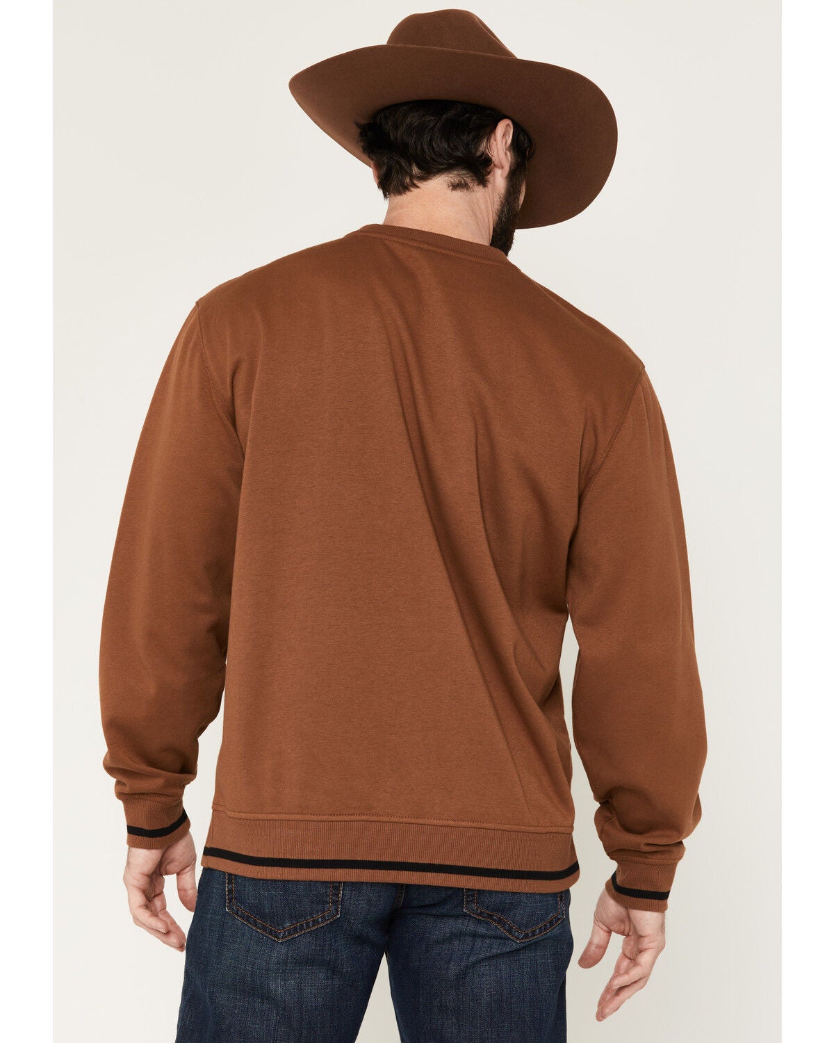 Image #4 - Cinch Men's Solid Logo Crewneck Sweatshirt, Brown, hi-res