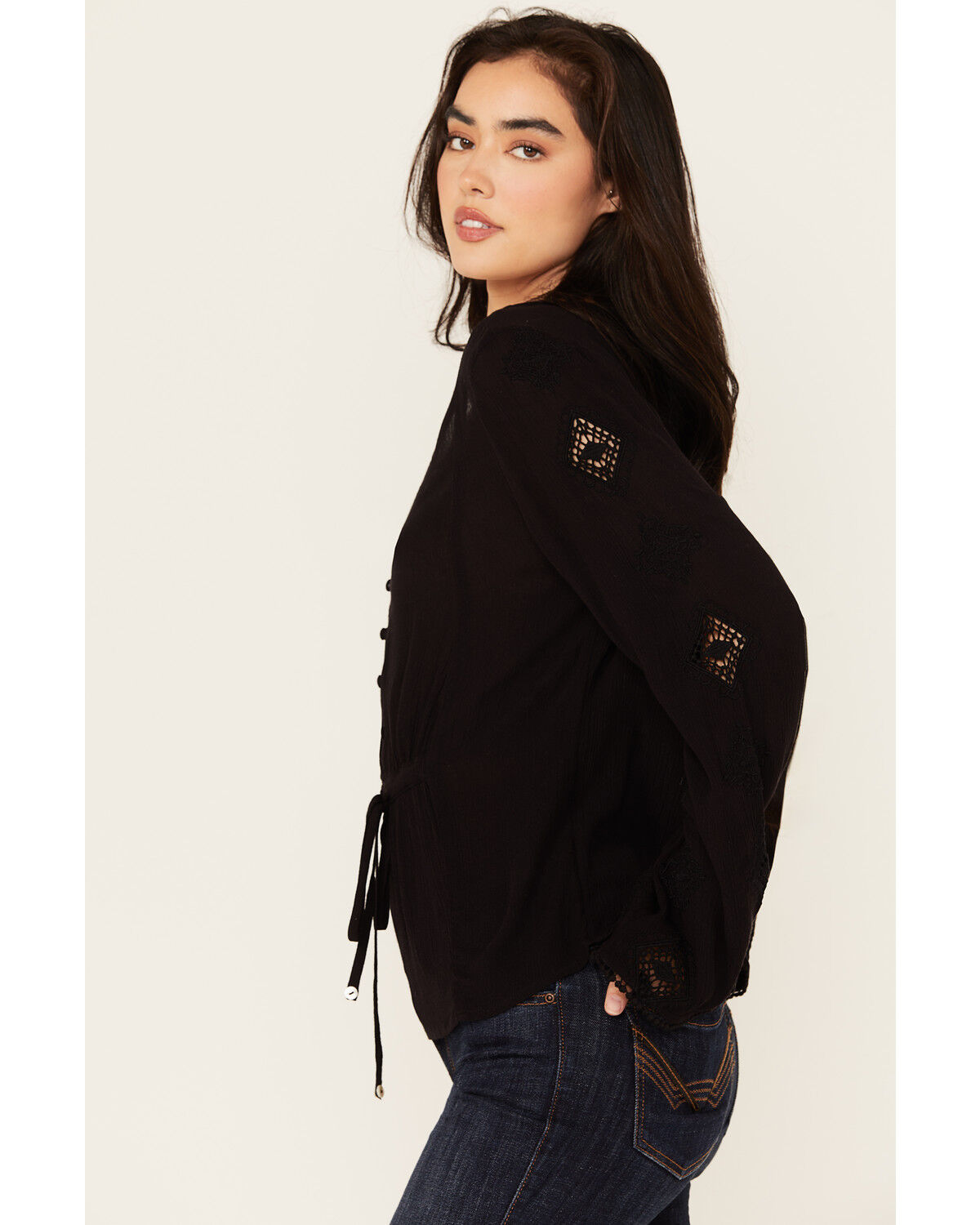 Image #2 - Idyllwind Women's Sharondale Embroidered Long Sleeve Button-Down Shirt, Black, hi-res