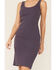LaBiz Women's Body Con Snap Slit Dress, Violet, hi-res