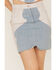 Image #3 - Understated Leather Women's Lil Mamma Scalloped Denim Leather Mini Skirt, Blue, hi-res