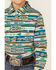 Image #2 - RANK 45® Girls' Southwestern Print Long Sleeve Pearl Snap Western Shirt, Teal, hi-res