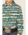Image #2 - RANK 45® Girls' Southwestern Print Long Sleeve Pearl Snap Western Shirt , Teal, hi-res