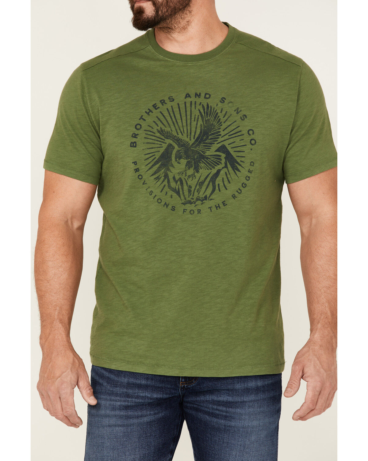 Image #3 - Brothers and Sons Men's Eagle Slub Circle Graphic T-Shirt, Green, hi-res