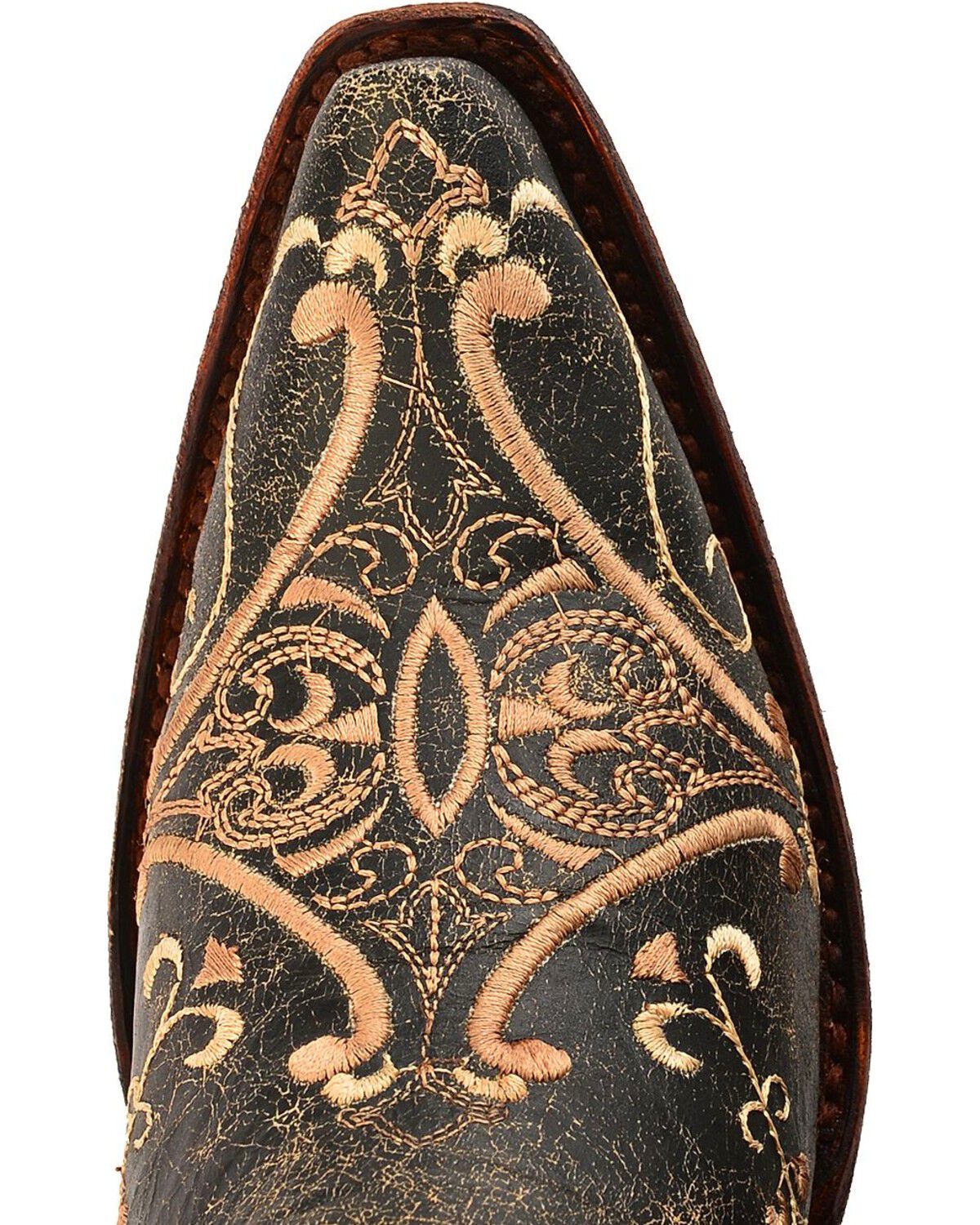 Image #6 - Circle G Women's Crackle Embroidered Western Boots - Snip Toe, Black, hi-res