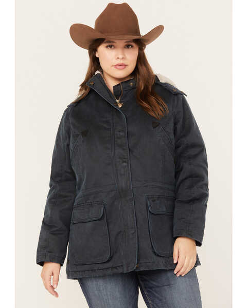 Outback Trading Co. Women's Woodbury Sherpa-Lined Hooded Jacket - Plus Size, Navy, hi-res