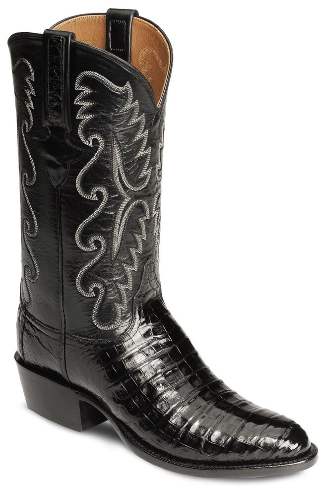 Lucchese Handmade Classics Caiman Ultra Belly Cowboy Boots - Medium Toe, Black, hi-res