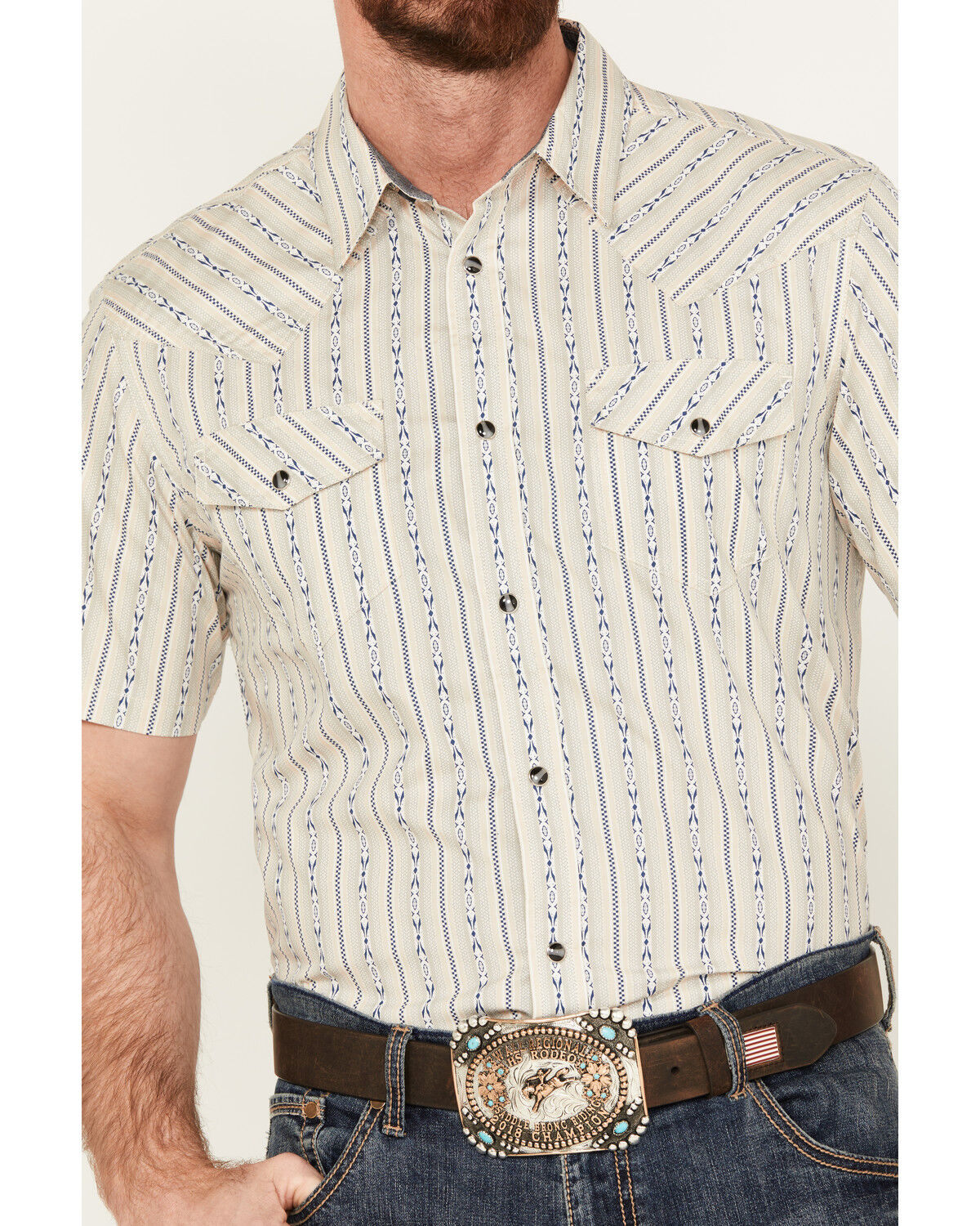 Image #3 - Cody James Men's Maya Striped Short Sleeve Western Snap Shirt, , hi-res