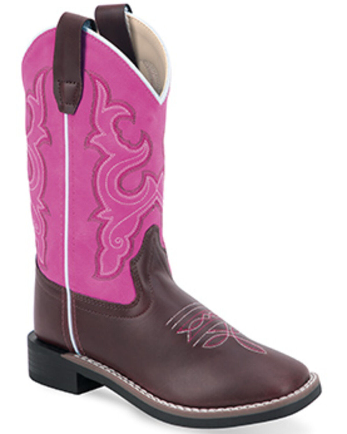 Image #1 - Old West Little Girls' Western Boots - Broad Square Toe, Pink, hi-res