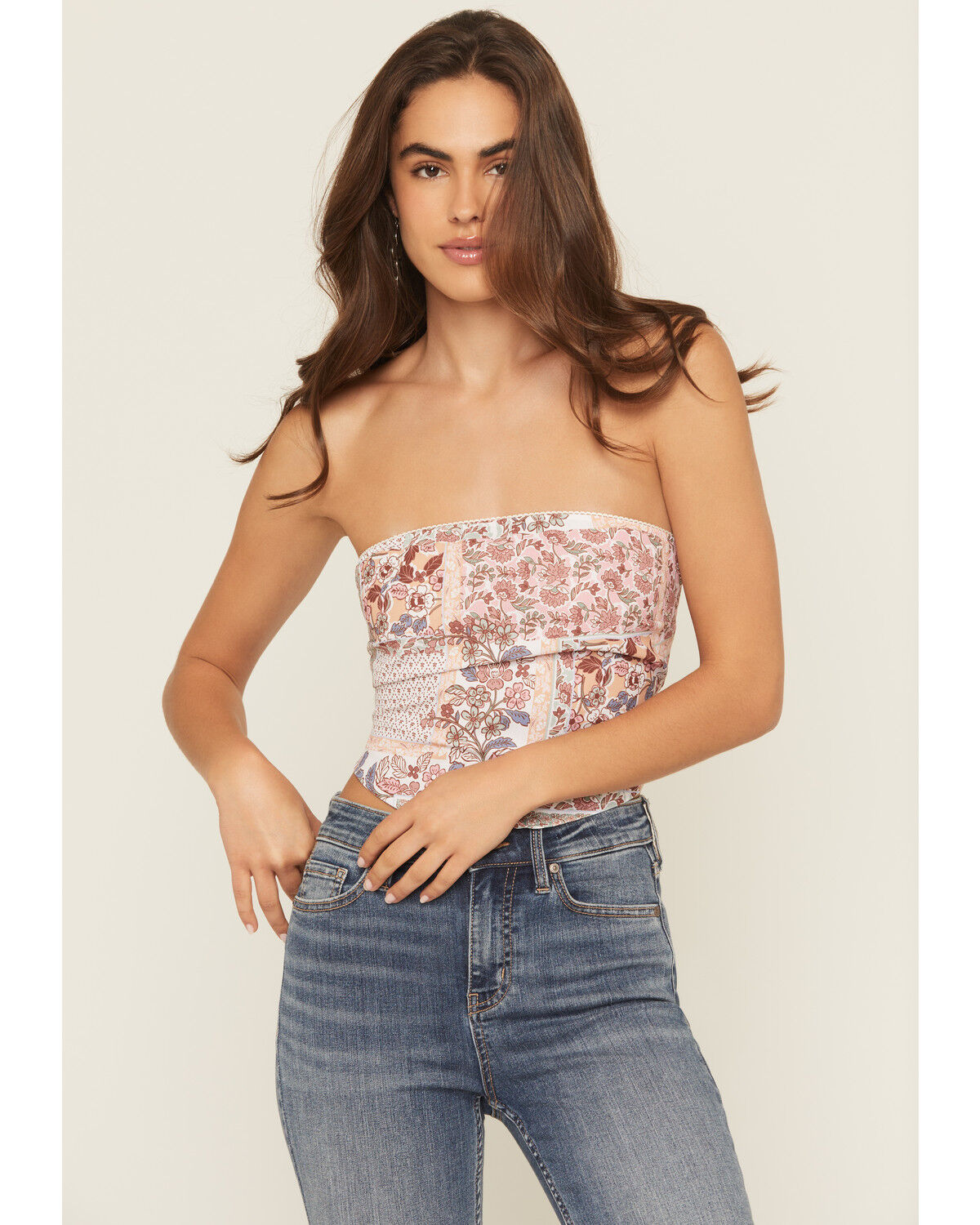 Image #1 - Originality Women's Boot Barn Exclusive Patchwork Print Bandana Top, Olive, hi-res