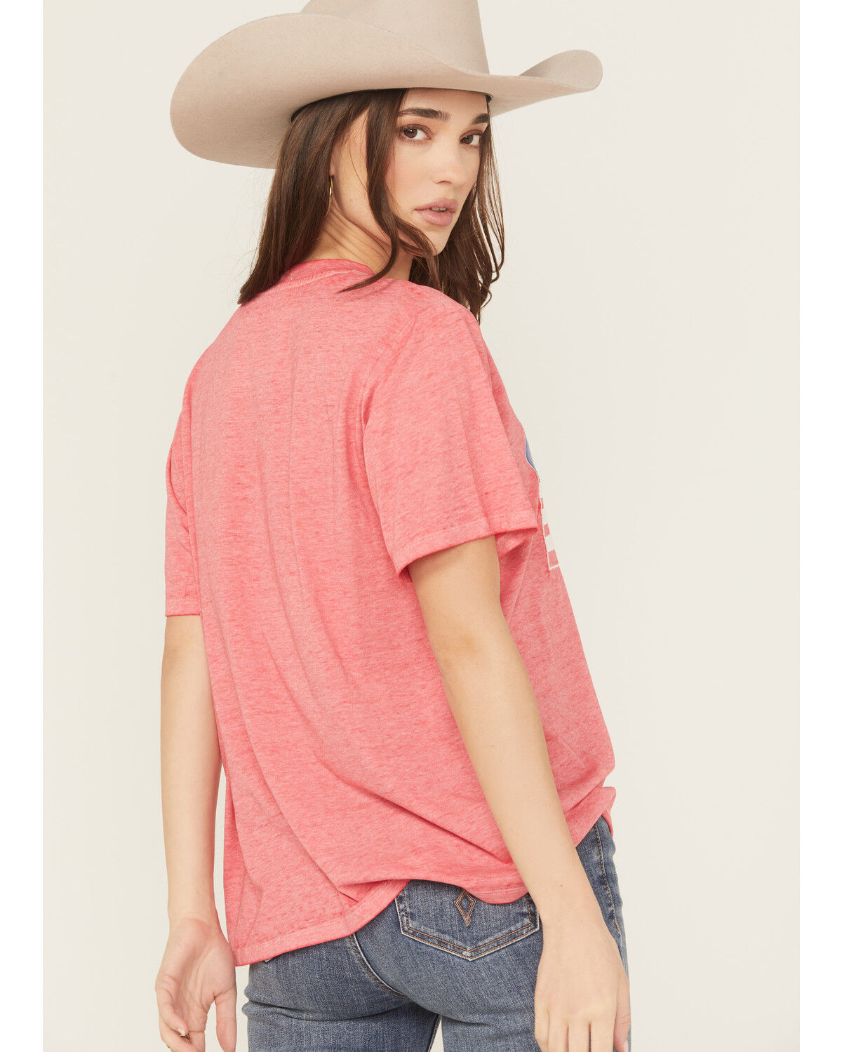 Image #4 - Blended Women's Flag Embroidered Short Sleeve Tee, Red, hi-res