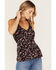 Image #2 - Idyllwind Women's Floral Print Keyhole Racer Tank Top, Black, hi-res