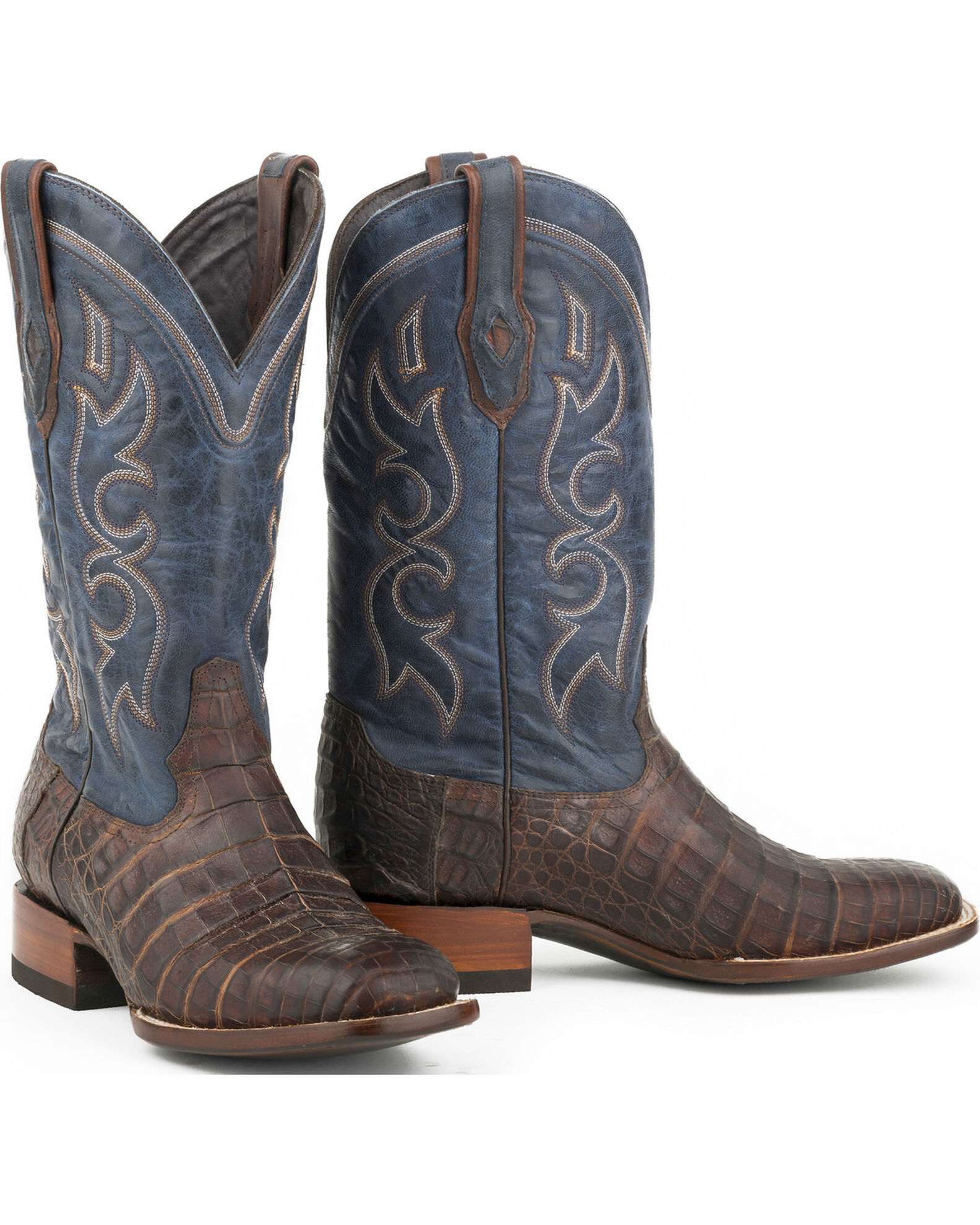 Image #1 - Stetson Men's Caiman Belly Western Boots - Square Toe, Tan, hi-res