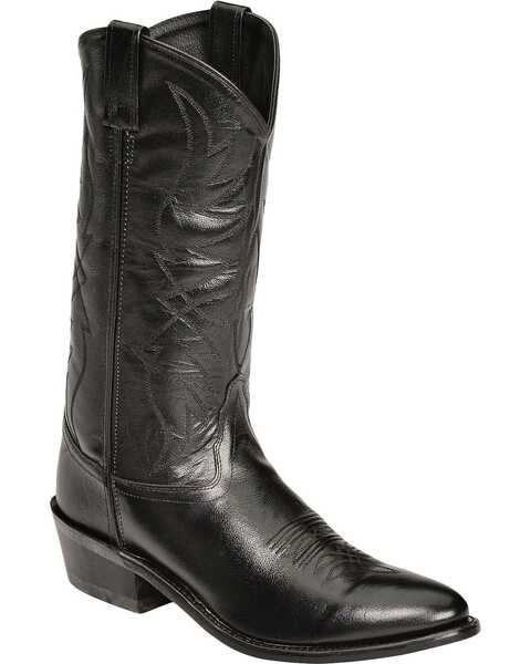 Old West Men's Smooth Leather Western Boots - Medium Toe, Black, hi-res