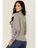 Image #4 - Roper Women's Floral Embroidered Long Sleeve Shirt, Grey, hi-res
