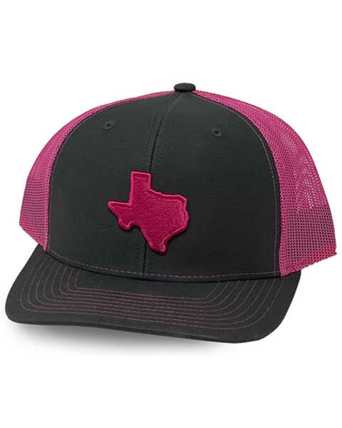 Oil Field Hats Men's Pink/Black Texas State Patch Mesh-Back Ball Cap, Grey, hi-res