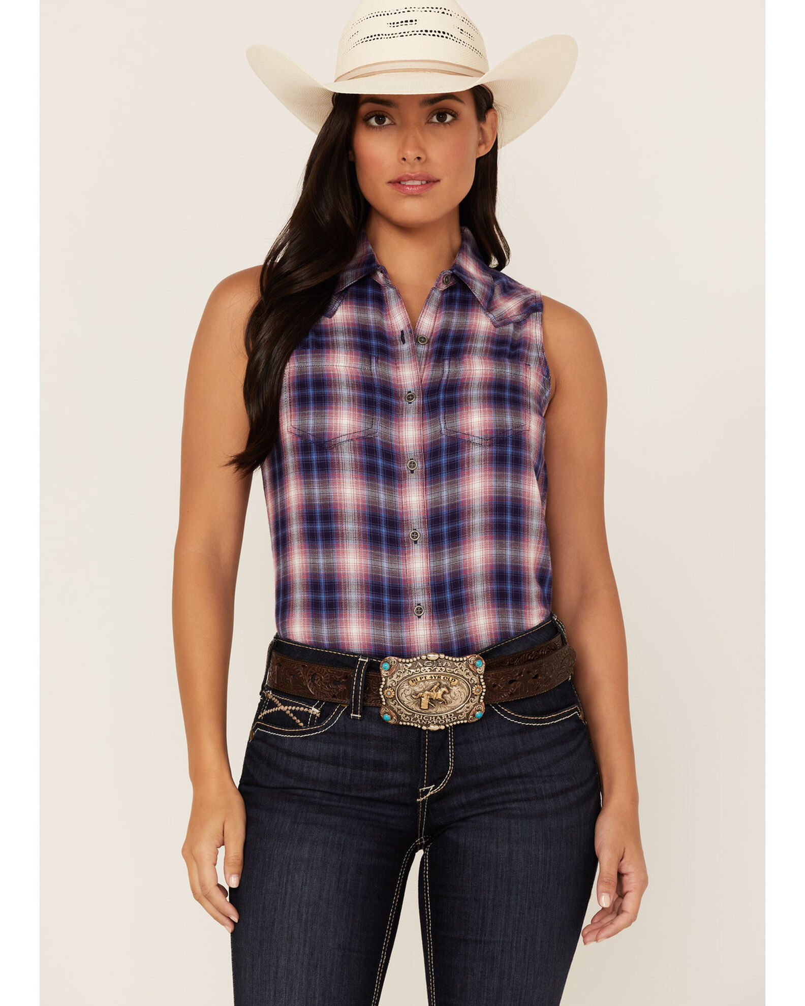 Ariat Women s R.E.A.L. Billie Jean Plaid Print Sleeveless Button