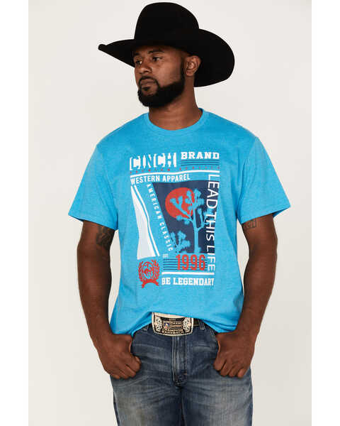 Image #1 - Cinch Men's Lead This Life Desert Night Graphic Short Sleeve T-Shirt , Blue, hi-res