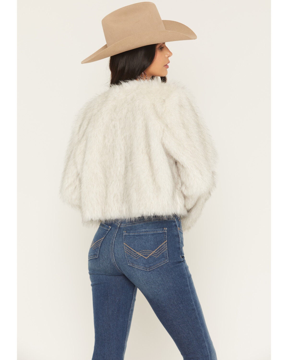 Image #4 - Shyanne Women's Faux Fur Cropped Jacket, Cream, hi-res