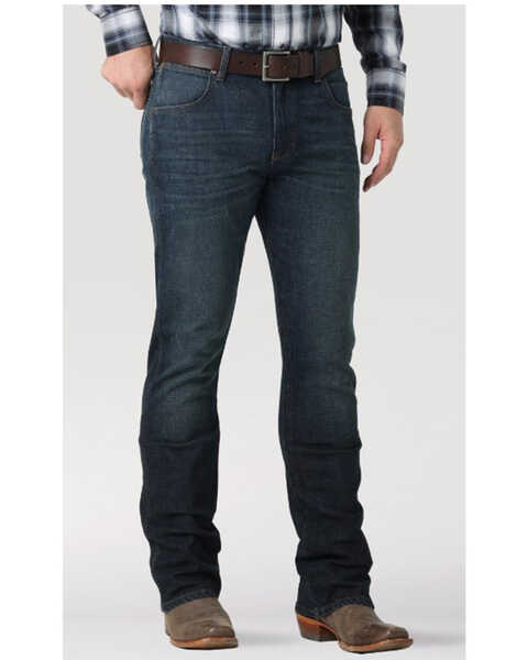 Image #1 - Wrangler Retro Men's Timber Dark Dark Wash Slim Fit Bootcut Stretch Denim Jeans, Dark Wash, hi-res