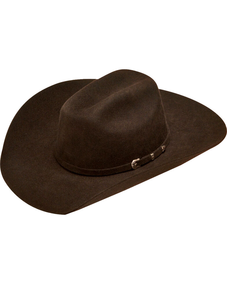 Ariat Boys' Chocolate Wool Felt Buckle Cowboy Hat, Chocolate, hi-res
