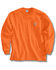 Image #1 - Carhartt Men's Loose Fit Heavyweight Long Sleeve Logo Pocket Work T-Shirt - Big & Tall, Orange, hi-res