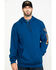 Image #1 - Hawx Men's Logo Sleeve Performance Fleece Hooded Work Sweatshirt, Blue, hi-res