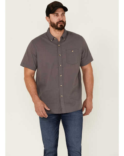 North River Men's Seersucker Short Sleeve Button Down Western Shirt , Grey, hi-res