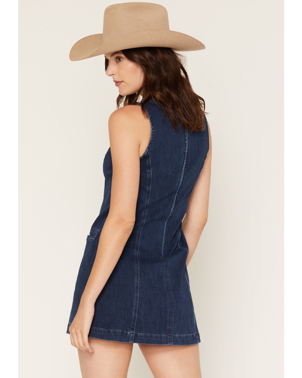 Image #4 - Cleo + Wolf Women's Medium Wash Denim Sleeveless Mini Dress, Medium Wash, hi-res