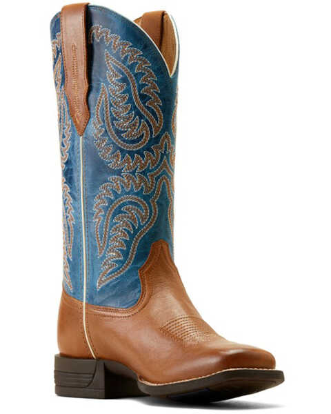 Ariat Women's Cattle Caite StretchFit Performance Western Boots - Broad Square Toe , Brown, hi-res