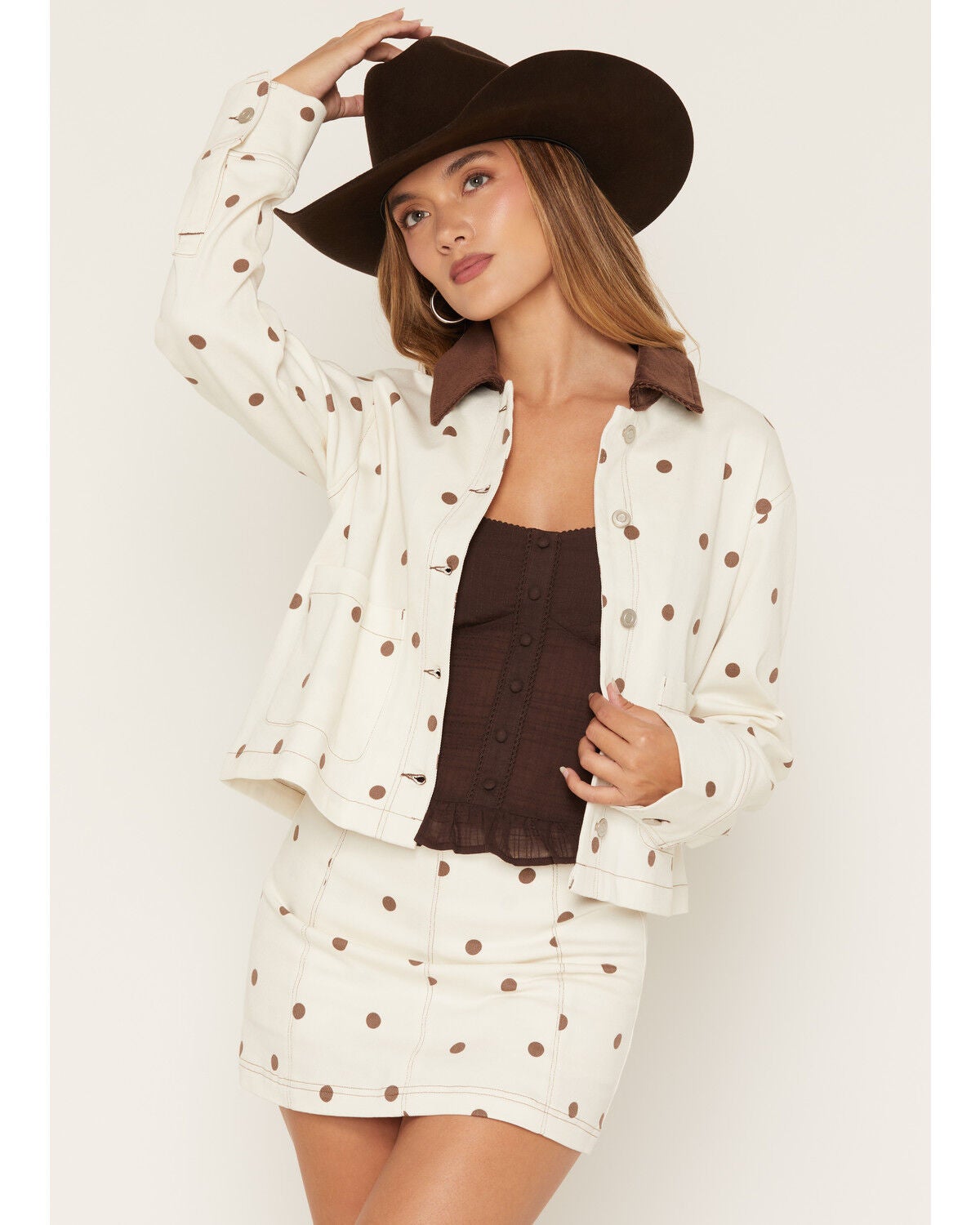 Cleo + Wolf Women's Polka Dot Shacket, Ivory, hi-res
