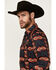 Image #2 - Rock & Roll Denim Men's Tek Southwestern Print Long Sleeve Snap Western Shirt, Charcoal, hi-res