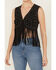 Image #3 - Idyllwind Women's Embellished Faux Suede Cropped Fringe Vest, Black, hi-res