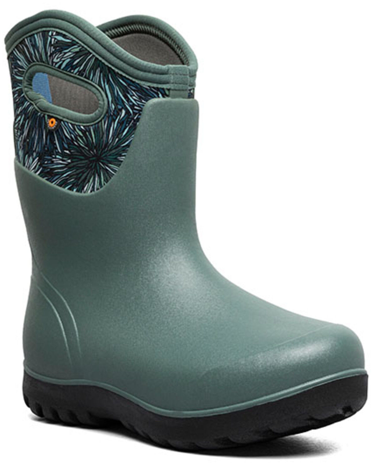 Image #1 - Bogs Women's Neo-Classic Mid Firework Floral Rubber Boots - Round Toe, Loden, hi-res