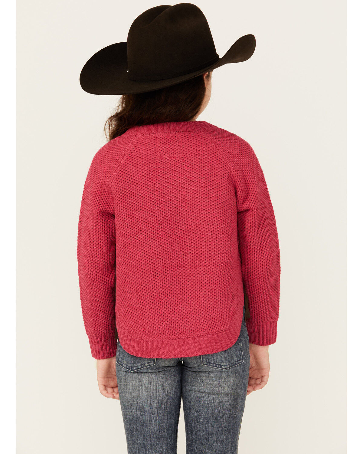 Image #4 - Cotton & Rye Girls' Horse Applique Round Bottom Sweater, Pink, hi-res