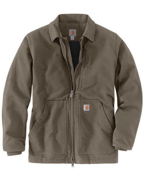 Carhartt Men's M-Washed Duck Sherpa-Lined Work Coat - Tall , Medium Brown, hi-res
