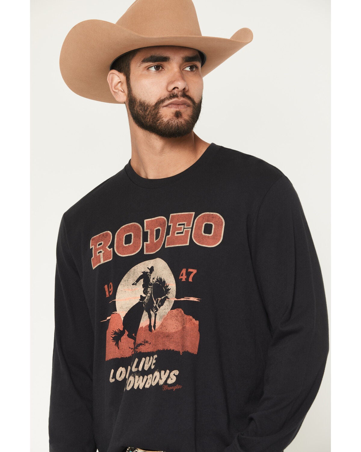 Image #2 - Wrangler Men's Rodeo Long Sleeve Graphic T-Shirt, Black, hi-res