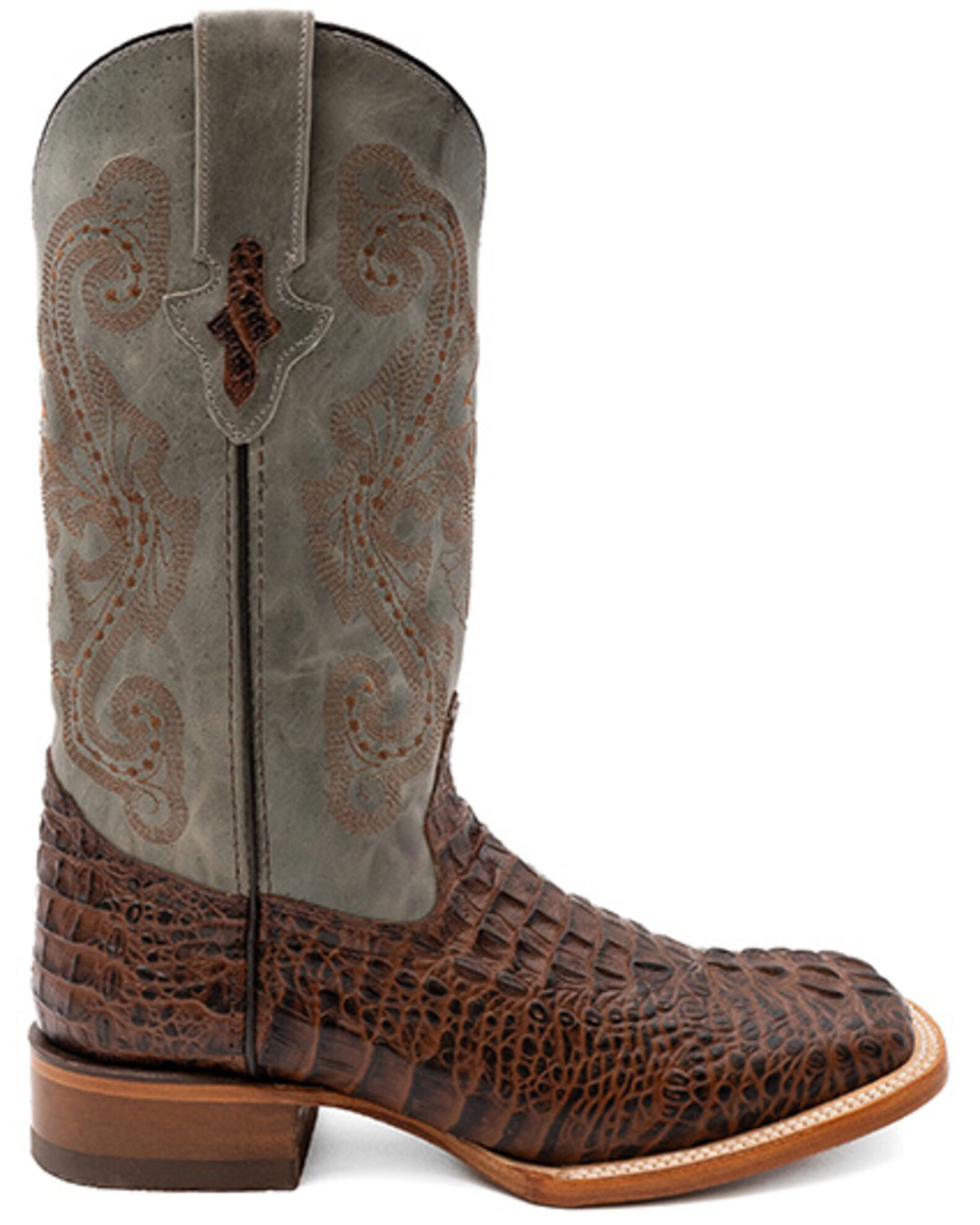Image #2 - Ferrini Men's Caiman Croc Print Western Boots - Broad Square Toe, Rust, hi-res