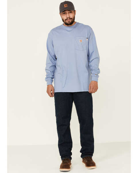 Image #2 - Carhartt Men's FR Long Sleeve Pocket Work Shirt, Med Blue, hi-res