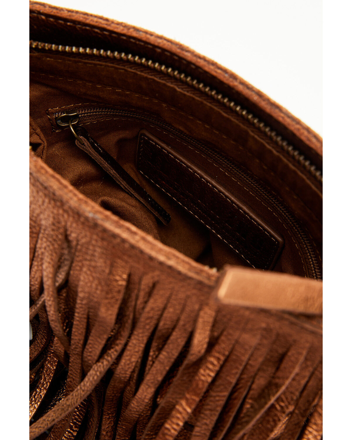 Image #4 - Idyllwind Women's Camarillo Metallic Fringe Suede Crossbody Bag, Bronze, hi-res