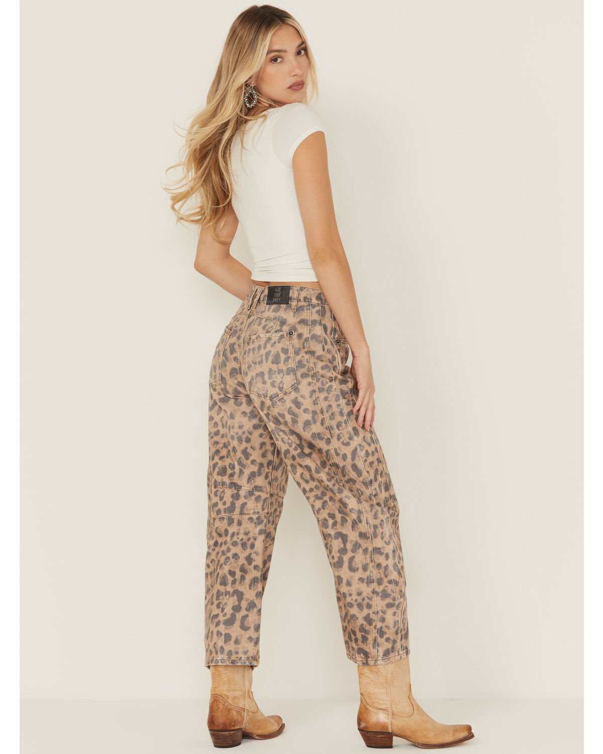 Image #3 - Free People Women's Good Luck Leopard Printed High Rise Barrel Jeans, , hi-res
