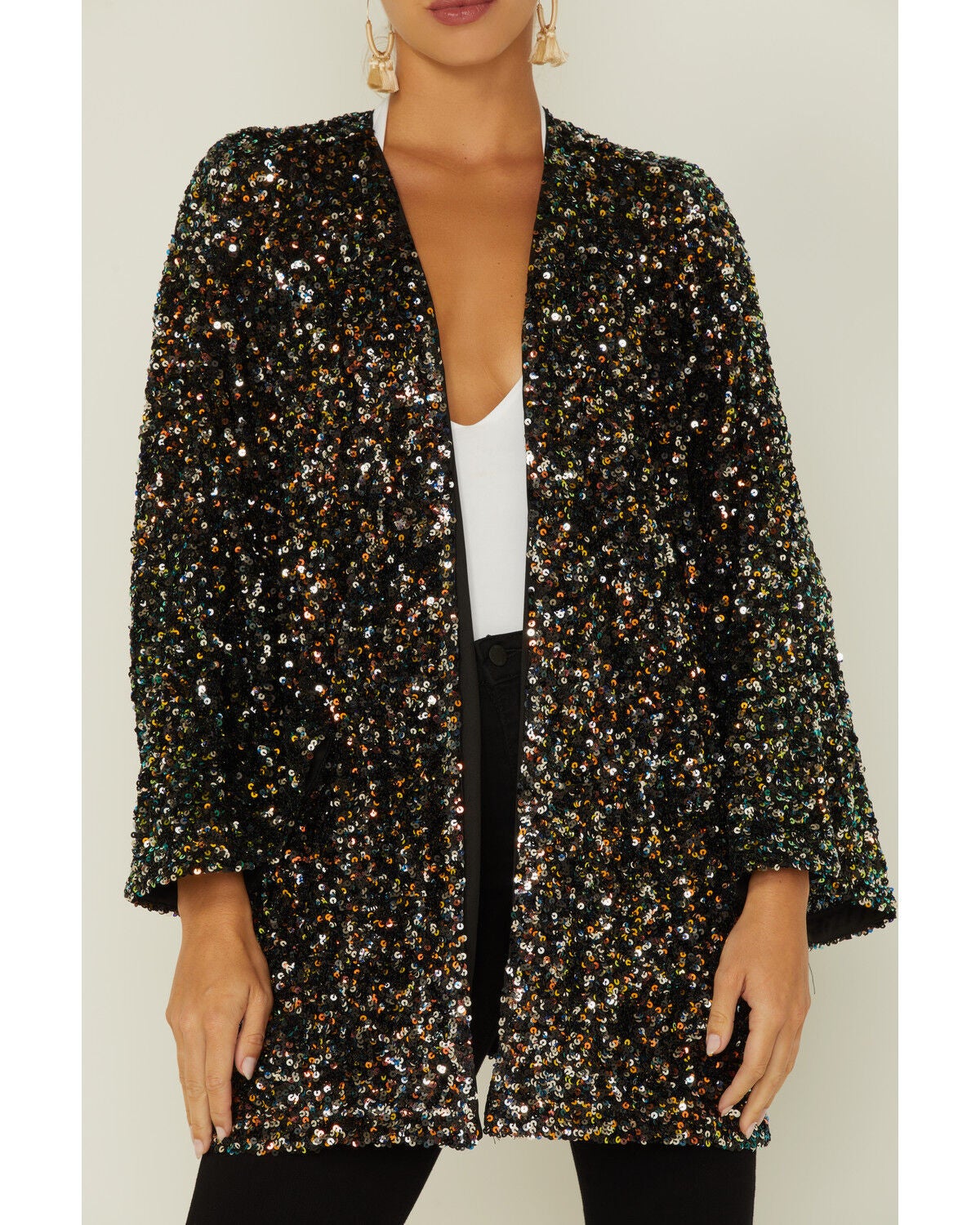 black sequin cardigan