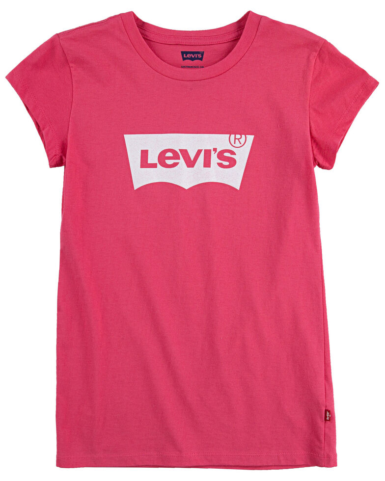 Levi's Girls' Pink Batwing Logo Short Sleeve Tee , Pink, hi-res