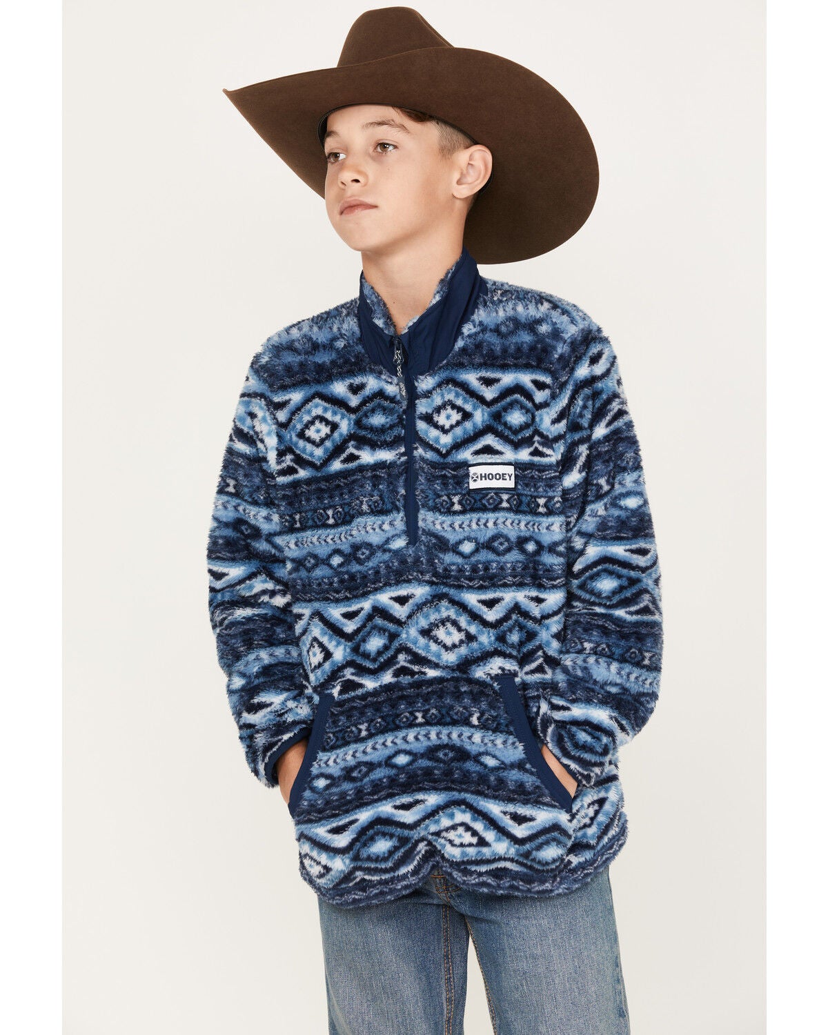 Image #1 - Hooey Boys' Southwestern Print Fleece Pullover Jacket, , hi-res