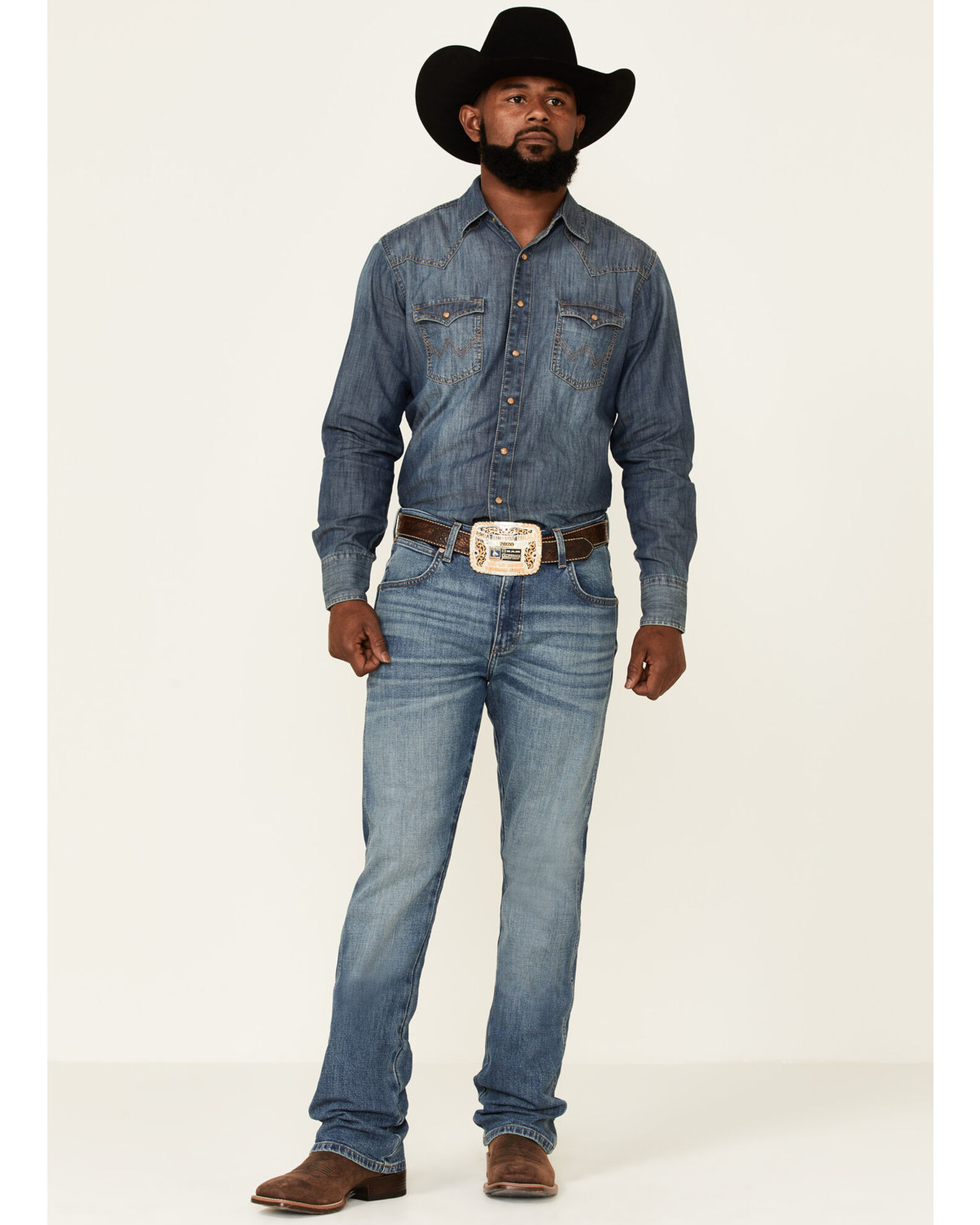 Men's Wrangler Retro Skinny Jeans with Cowboy Boots 